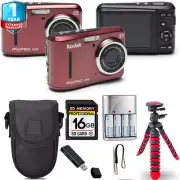 Kodak PIXPRO FZ43 Digital Camera (Red) + Spider Tripod + Case+ 1 Yr Warranty