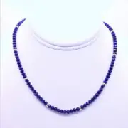 Royal Blue Micro-Faceted Lapis with Gold Filled Spacers Beaded Gemstone Necklace