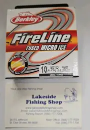BERKLEY FIRELINE FUSED MICRO ICE FISHING LINE 10# SMOKE FLIPS10-42 50 YARDS