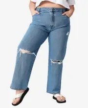 MSRP $60 Cotton On Plus Size Loose Straight Jeans Offshore Blue Size 16 US