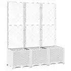 Garden Planter Wooden Raised Bed Grow Pot Box Trellis White 120x40x136cm