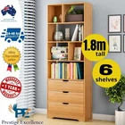 1.8m Tall Cabinet Storage Organiser Wooden Cupboard Stand Wardrobe Shelf Drawer