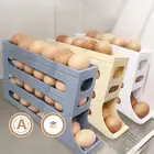 Space saving egg storage box 12pcs four layer slide refrigerator side door