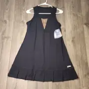 NWT Sofibella Women's Large Tennis Dress Black with Leopard Print & Built In Bra