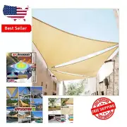 Beige Outdoor Sun Shade Sail 24' Triangle - Water & UV Protected Fabric