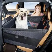 Dog Car Seat for Medium Dogs,Back Seat Extender for Dogs,Large & Small Dog Car Seat Cover for Back Seat, Dog Hammock for Car Back Seat Dog Bed Mattress,Pet Car Seat for Car SUV Truck (Black, Large)