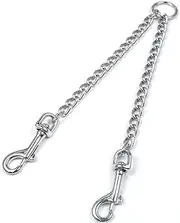 Metal Double Dog Leash 2 Way No Tangle Coupler Double Pet Dog Lead Leashes Twin Large Medium Small Dogs (L-4.0mm*70cm)