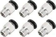 uxcell Straight Pneumatic Push to Quick Connect Fittings 1/8NPT Male X 6mm Tube OD Silver Tone 6pcs