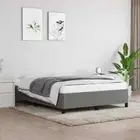 Queen Size Bed Frame Mattress Base Platform Plywood Slats Durable Dark Grey