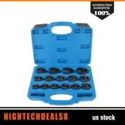 15pc Crow Foot Flare Nut Wrench Set 3/8 1/2in Drive Ratchet Extension Large Tool