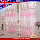 Tulip Printed Door Window Curtain Elegant Sheer Voile Tulle Romantic for Bedroom