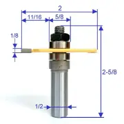 1 pc 1/2" SH 2" Dia. 1/8" Kerf 11/16" Deep Slot & Cut Off Router Bit