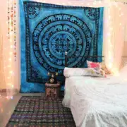 Indian Blue Elephant Mandala Tapestry Hippie Wall Hanging Queen Size Bed-Sheet