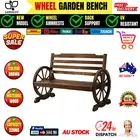 Gardeon Wooden Wagon Wheel Garden Bench Seat Outdoor Furniture Patio Chair Brown