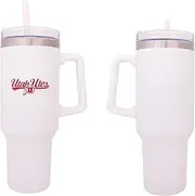 Desert Cactus University of Utah UT Utes Large Insulated Stainless Steel with Handle Lid and Straw Reusable Double Walled Cup Hot and Cold Drinkware Laser Etched (40oz Rally Tumbler)