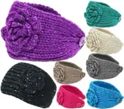 Sparkles Winter Headband Knitted Women's Ear Warmer Crochet Headwrap