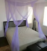 Purple Four Post Bed Canopy Netting Curtains Sheer Panel Fabric Corner ANY SIZE