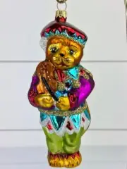 Christopher Radko ROMEOW Cat with Fiddle Violin Glass Christmas Ornament