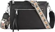 [befen] Genuine Leather Crossbody Bags for Women Medium Purses Shoulder Bag Handbags with Adjustable Guitar Strap