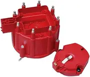 MSD Cap and Rotor, Cap-A-Dapt, Red, Male/HEI, Brass Terminals, Clamp-Down, GM, V8, Kit