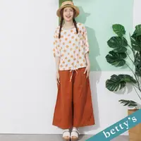 在飛比找momo購物網優惠-【betty’s 貝蒂思】鬆緊櫻桃刺繡寬褲(深橘)