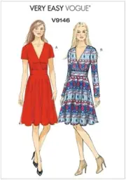 Vogue Sewing Pattern V9146 Sz 6-14 Dress 2 Styles Very Easy Uncut NEW