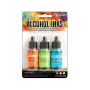 Tim Holtz Alcohol Ink .5oz 3/Pkg Spring Break-Valencia/Limeadel/Turquoise -NEW