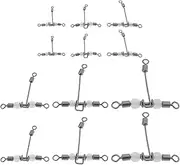 30pcs T-Type Glowing 3-Way Cross-Line Swivels 6 Specifications Compatible with Soft Bait Hard Bait Lead Hook Spinners for Night Fishing Glow Beads Swivel