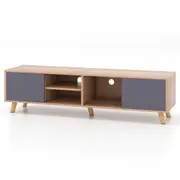 Costway TV Stand Modern Rustic TV Cabinet TV Console Table Wooden Display Table w/Open Shelf Natural