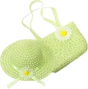 [Minkissy] Little Girls Set Beach Bag Summer Sunshade Hat for Girls Cute Beach Accessories Light Green