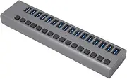 XUMIUZIY USB3.0 Hub, 16 Ports Power Adapter USB Hub, Stable High Speed Data Transmission 5Gbps USB Docking Station for Windows for Linux (AU Plug)