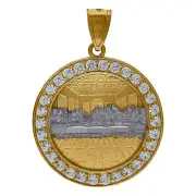 10k Gold Charm Pendant Last Supper Circle Charm 10kt Yellow Gold