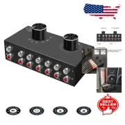 Compact 6-Input RCA Selector with Volume Control Knobs for Home Theater Systems