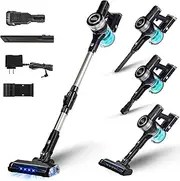 [Bison Edge] Cordless Vacuum Cleaner, 6-in-1 Powerful Suction with Brushless Motor with a 2500 mAh Battery, 180° Bendable Stick, Lightweight, for Carpet and Hard Floor