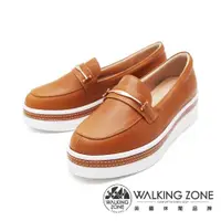 在飛比找ETMall東森購物網優惠-WALKING ZONE (女)金屬扣厚底樂福鞋鬆糕鞋-棕(