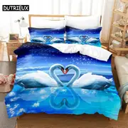 v816 Bed Sheets Swan Rose Queen Bedding Set Duvet Cover Set Bedding Digital Printing Bed Linen King Size Duvet Cover Set Bedding Set 3-Piece Bedding S