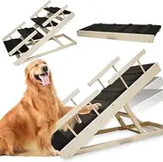 SUPLAERKA Dog Ramp 2-in-1 with 4 Remoable Guardrails, 15"- 28" Height Adjustable Dog Ramp up to 200lbs Dog Stairs Anti-Slip Mat Doggie Ramps for Small,Medium,Large,Sick Dog&Cat Car Ramp for Dogs