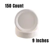 150 Pack - 100% Compostable Plates - Natural SugarCane Biodegradable 9-Inch
