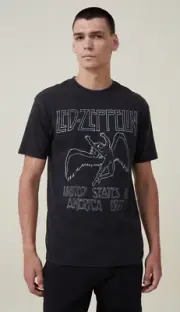 Cotton:On Men's Oversized Graphic Tee Led Zeppelin T-Shirt Black Size Small NEW