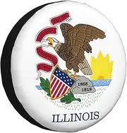 Illinois State Flag Tire Cover,Wheel Cover All-Weather Protection for Trailer,SUV,Truck &More,14 15 16 17 Inches