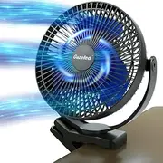 8 Inch Battery Operated Clip on Fan, 10000mAh Rechargeable Fan for Baby, 4 Speeds & 10W Fast Charging, Portable Cooling USB Fan for Baby Stroller Golf Cart Car Gym Treadmill,2 in 1 Desk&Clip Fan-Black