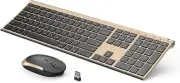 Wireless Keyboard & Mouse 2.4Ghz Rechargeable Compact Quiet Full-Size Black/Gold