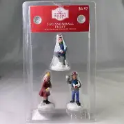 Holiday Time Christmas Village 3 pc Children Figurines Snowball Fight In Package