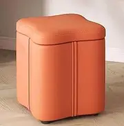 Footstools Ottomans Upholstered Footstool Storage Foot Stool Cube Ottoman Pouf Bench Seat Ottoman Tray Organizer Box Pouf Chest Shoe Bench Stool Seat(Orange)