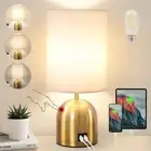 Touch Control Table Lamp for Bedroom, 3 Way Dimmable Modern Bedside Lamps Gold