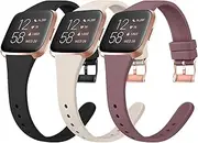 [3 Pack]Slim Bands for Fitbit Versa 2 bands, Fitbit Versa bands,Versa Lite/SE band, Soft Silicone Slim Thin Narrow Women & Men Sport Wristband, Small Large