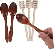 Hohopeti 6pcs Wooden Honey Stick Portable Dipper Stirring Spoon for Tea Honey Syrups Versatile Kitchen Utensils for Home Office Travel