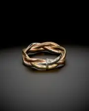 14K Italian Gold Tri-Tone Braided Ring