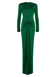 Victoria Beckham Ruched Satin-jersey Maxi Dress - Bright Green - 10 (UK10 / S) 10 (UK10 / S)