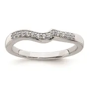 0.12ct. CZ Solid Real 14k White Gold Contoured Wedding Band Ring